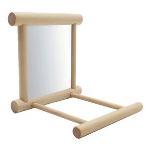 OUTOPEN Wooden Hanging Macaws Lovebird atoo Cage Swing Interactive Bird Perch Mirror Toy Bird Supplies Mirror Stand Parrot Standing Swing