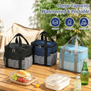 Insulated Lunch Bag Waterproof Oxford Bento Tote Large Capacity Thermal Cooler For Work Picnic