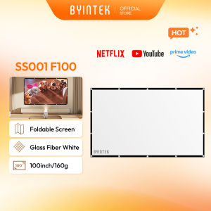 BYINTEK SS001 F100 100-inch Foldable Projection Screen with Anti-Crease Portable Design 16:9 Format for Home Theater and Movies
