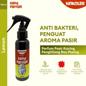 Kinkatze Parfum Pewangi Pengharum Pasir Kucing Penghilang Bau Kotoran Kucing | Penghilang Bau Pesing Pup Pipis Kucing Spray 100 ml Aroma Lemon