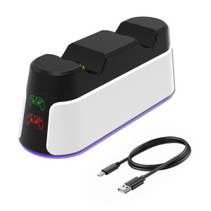 🇸🇬[Ready Stock] PS5 Controller Charging Station with LED Indicator RGB Light Dual Charger Dock Fast Safe PS5 Pro Accessories