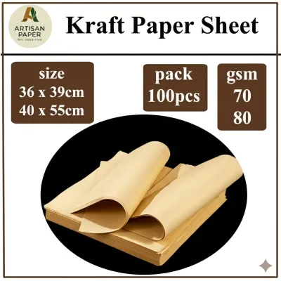 Kraft Paper Sheets 100pcs Pack 70gsm 80gsm Gift Wrapping Art Craft Supplies Parcel Void Fill Party Decoration Multiple Sizes 36x39cm 40x55cm Bubble Wrap Alternative Shipping Moving Box Liner Packing Cushioning Material Courier Delivery Sheet