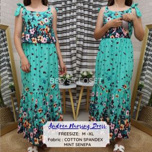 BEOSCLOSET ANDREA SELF TIE NURSING MATERNITY MAXI DRESS BREASTFEEDING MAXI DRESS FREESIZE FITS M-XL