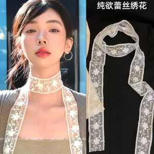 9 Styles Fashion Long Women Lace Neck Strap Korean Style Elegant Embroidery Ribbon Scarves Lady Wrist Headbands Neckerchief Headwear