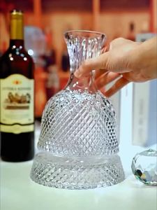 1500ml Crystal Wine Decanter Creative Rotatable Gyro Wine Set Glassware European Luxury High-capacity Bordeaux Aerator Wine Gift