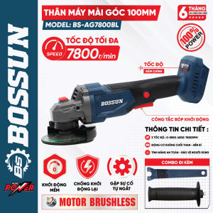 Thân Máy Mài Pin BOSHUN BS-AG7500BL Chống khởi động lại Gặp sự cố tự ngắt Chống sốc đá Có khởi động mềm