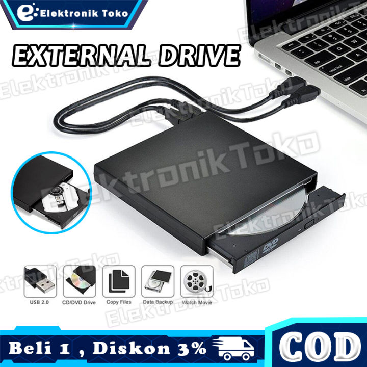 DVD Drive Eksternal Slim Portable Optical Drive Writer Burner Rewriter CD ROM Drive / DVD RW External CD Writter Burning Slim / Untuk PC / Laptop / Komputer Laptop Colorfull Serie