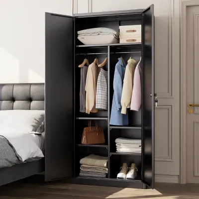 SteelMax Tall Multipurpose Metal Wardrobe Storage Cabinet Heavy Duty with Adjustable Shelves Home Bedroom By Thehomeshoppe SG