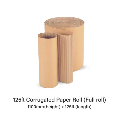 Kraft Corrugated Paper Roll 125ft - Durable Cardboard Protection & Floor Protection Sheet