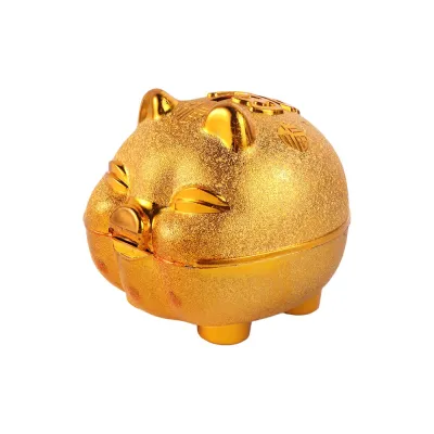 MINOA Plastic Pig Plastic Piggy Bank Gold Pig Animal Pig Money Jar Durable Good Luck Coin Saving Box Student Gift