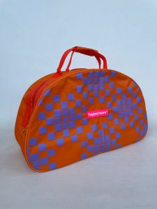 Tas Travelling Kitbag motif kotak cap karet zipper bunga es