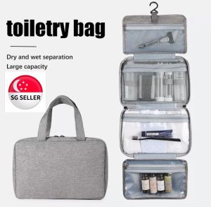 [SG SELLER]High Capacity Foldable Travel Cosmetic Bags Waterproof Toiletries Storage Bag Ladies Makeup Bags Travel Cometic Organizer