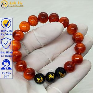 Vòng gỗ huyết long tam hợp dần ngọ tuất - Vòng tay tam hợp quý nhân 12 con giáp - May mắn tài lộc - Bảo hành 12 tháng