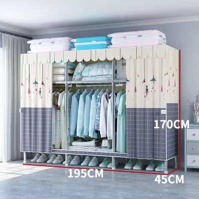 Steel Frame Wardrobe Cabinet with Multi-Shelf Storage Organization Dust-Proof & Moisture-Resistant 1500KG Capacity