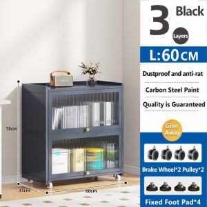Steel Bookcase with Door Childrens Bookshelf Home Living Room Storage Cabinet Dustproof Display CabinetStorage Rack