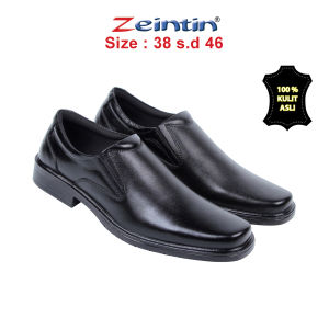Zeintin - Sepatu Pantofel Pria Bahan Kulit Sepatu Kerja Kantor Pria Slip On AJ
