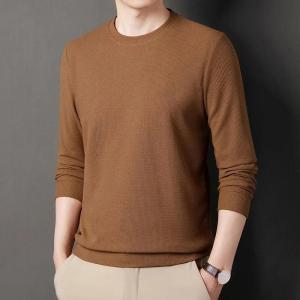 BROWON 2026 Spring Autumn Fashion Waffle Sweater Men Fashion Long Sleeve Round Neck Pullover Casual Top Mens Sweater2026