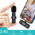 K8 Mikrofon Nirkabel Wireless Pasang dan mainkan Lavalier Mic Portabel Audio Video pembuatan Rekaman HP Klip Android Mic Wireless USB Type C. 