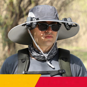 หมวกกันแดดสำหรับผู้ชาย หมวกชาวประมงแบบถอดลมได้ หมวกเป่าแห้งแบบชาร์จไฟได้ ฝาปิดพัดลมแบบชาร์จไฟได้