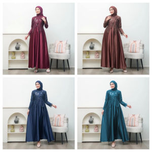 Dress Sahara Jumbo Gamis Premium Brukat Mewah Elegan Baju Remaja Simpel Trend Lebaran Terbaru 2026