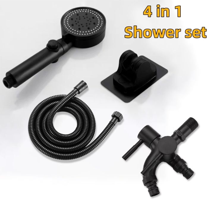 SUS304 shower set with Faucet 4in1 Black Shower Head Set bathroom home