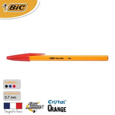 BIC บิ๊ก ปากกา Orange ด้ามส้ม ปากกาลูกลื่น หมึกแดง หัวปากกา 0.7 mm. จำนวน 1 ด้าม