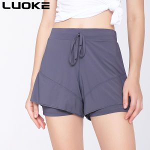 LUOKE Yoga Pants for Women Sport Shorts Women 2 In 1 Plus Size Yoga Suit Elastic Fitness Sport Short Pants Women Wear Running Shorts Pants Quick Dry High Elasticity Double Layer