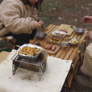 Đốt Bếp Cắm Trại Dã Ngoại BBQ nồi/Bếp đeo ba lô gấp tiện lợi với grill-lưới bếp lửa cho ngoài trời