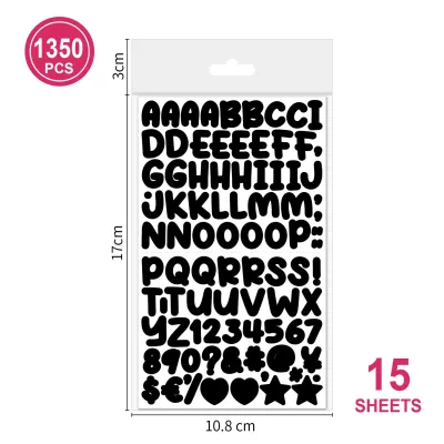 15sheets 0.5inch Cartoon English Letters Label Stickers Diy Cup Lunch Box Mark Name Waterproof
