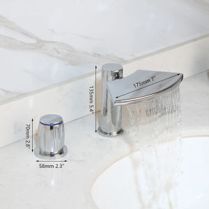 LDIES Torayvino 2 & 3 Pcs Bathroom Faucet Chrome Basin Deck Mounted Waterfall Torneira 1 Handle Hot and Cold Sink Mixer Water Tap Z3B1Q
