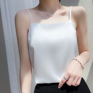 Acetate Satin Camisole Vest Women Summer Outer Wear Bottom Suit Inside Silk Camisole TopA99