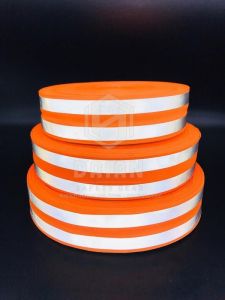 Dây phản quang vải 2 sọc xám cảnh báo khổ 5cm x 100m