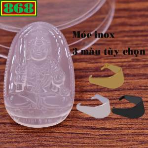 Mặt dây chuyền Phật Đại nhật như lai mã não trắng 2.2 x 3.6cm 2.9 x 4.5cm kèm móc inox Phật bản mệnh