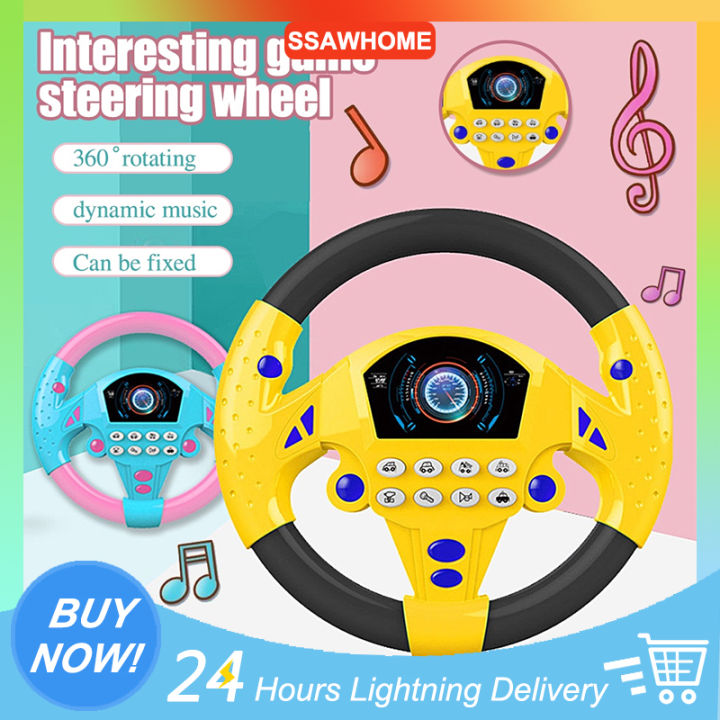 Pretend Co-Pilot Steering Wheel Simulation Driving Car With Sounds