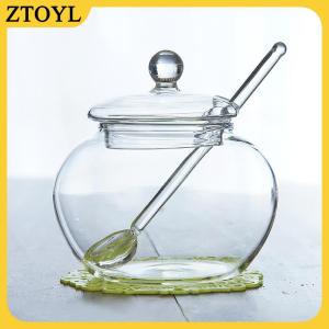 ZTOYL Dài xử lý thủy tinh muỗng cà phê Bộ đồ ăn trong suốt cà phê khuấy muỗng