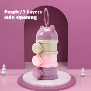 Baby Feeding 3&4 Layers Milk Powder Dispenser Bottle Side Open Storage Container Cute Cartoon Design Food Dispenser