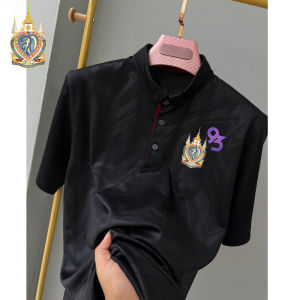 เสื้อโปโลสีดำ เสื้อสีดำ เสื้อโปโลชาย เสื้อโปโลธงไทยผู้ชาย เสื้อโปโลแขนสั้นลายพระราชทาน สะดวกสบายและระบายอากาศ แขนสั้น เสื้อสีดำ