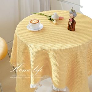 Square Table Cloth Background Cloth Decoration Cafe Waffle Tablecloth Fringe French Furniture Cover