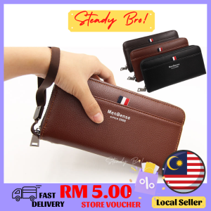VIDEO Mens Leather Clutch Bag Handcarry Long Wallet Mobile Purse Dompet Panjang Lelaki