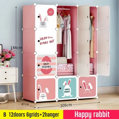 Childrens wardrobe Babys Clothes Cabinet Cartoon Wardrobe DIY Kids Storage Organizer Almari baju 衣櫃