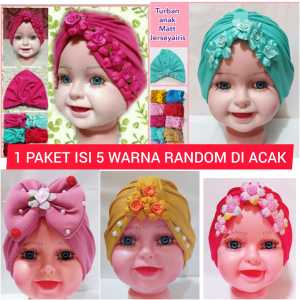 Turban bayi paket MERONA isi 5 pcs warna RANDOM cod lebih nyaman