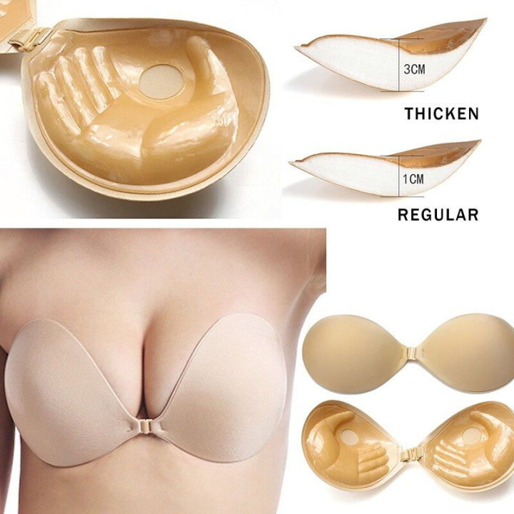 Invisible Strapless Adhesive Push-Up Bra For Small Chest, One-Piece Cloth &  Silicone Breast Paste, Gathered Pure Color & Super Sticky Version, Ideal