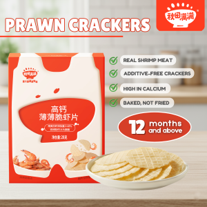 Qiu Tian Man Man Organic Baby Prawn Crackers for 12 Months+ | Calcium Rich | Healthy Baby Snacks (28g) 5 Packs