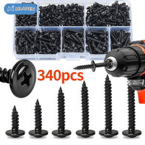 MLADEN 340Pcs Self Tapping Screw Assortment Kit Lock Nut Wood Thread Nail Screw Sets