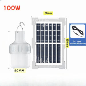 New Solar Emergency Light Bulb Rechargeable Portable Outdoor Camping Lamp Built-in Battery Night Market LED Light with panel
