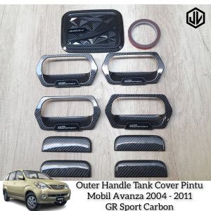 Paket Variasi Outer Pintu Handle Tank Cover Mobil Avanza Lama 2004 - 2011 GR Sport Carbon