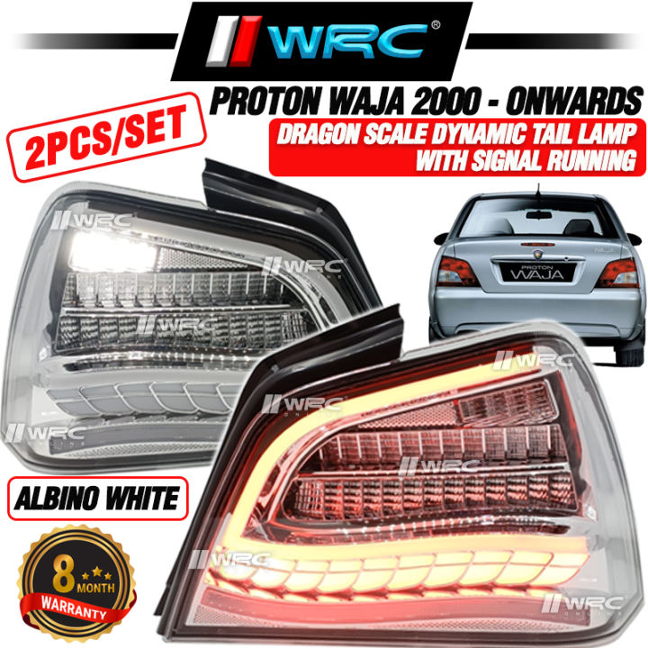 Proton Waja 2000 - Onwards Dragon Scale Dynamic Tail Lamp With Signal Running ( Albino White )