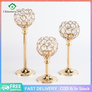 3pcs Metal Crystal Bowl Candelabras Gold Candle Holders Crystal Candlestick Holders for Dining Table Wedding Decor