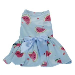 ER52858 Soft Dog Fruit Print Dress Cute Breathable Pet Princess Dress Cartoon Sleeveless Pet Bowknot Skirt Summer