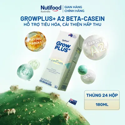 Thùng 24 hộp Sữa bột pha sẵn GrowPLUS+ A2 beta-casein Hộp 180ml